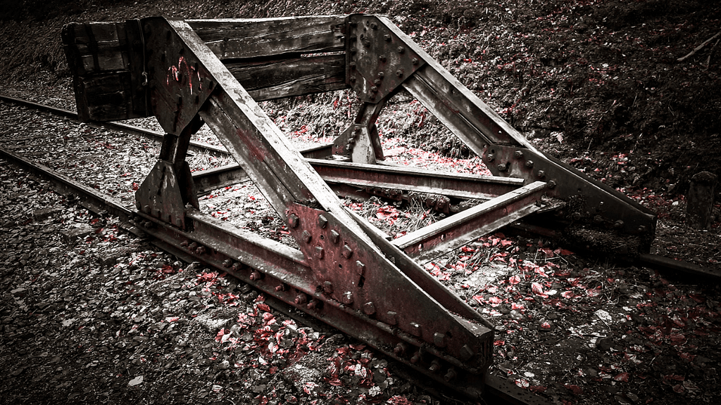 Prellbock an der Bahnlinie Eiswoog